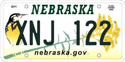 NE license plate XNJ122