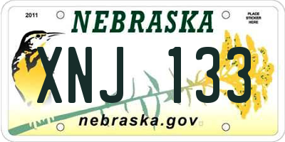 NE license plate XNJ133