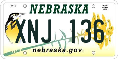 NE license plate XNJ136