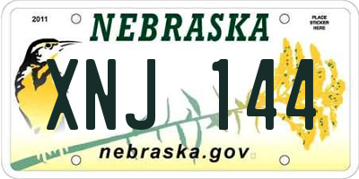 NE license plate XNJ144