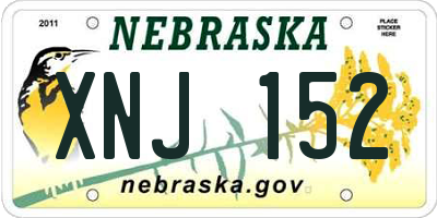 NE license plate XNJ152