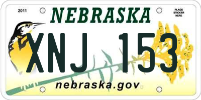 NE license plate XNJ153