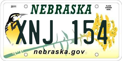 NE license plate XNJ154