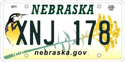 NE license plate XNJ178