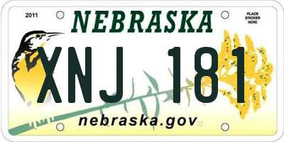 NE license plate XNJ181