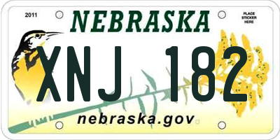 NE license plate XNJ182