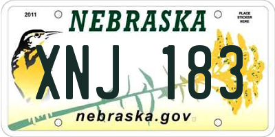 NE license plate XNJ183