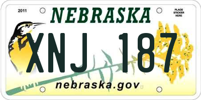 NE license plate XNJ187