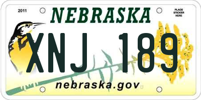 NE license plate XNJ189