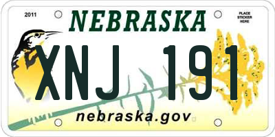 NE license plate XNJ191
