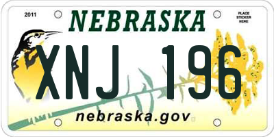 NE license plate XNJ196