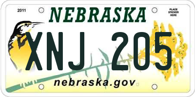NE license plate XNJ205