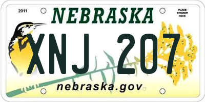 NE license plate XNJ207