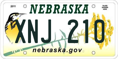 NE license plate XNJ210