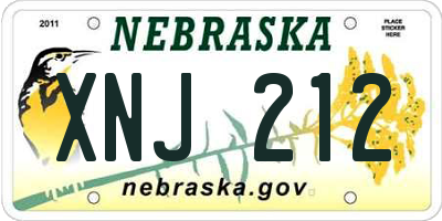 NE license plate XNJ212