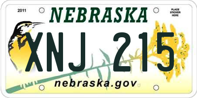 NE license plate XNJ215