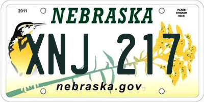 NE license plate XNJ217