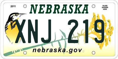 NE license plate XNJ219