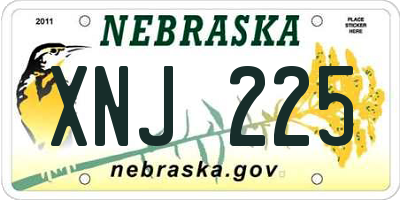 NE license plate XNJ225