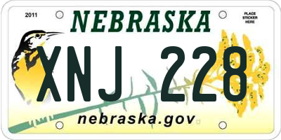 NE license plate XNJ228