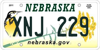 NE license plate XNJ229