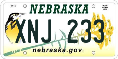 NE license plate XNJ233