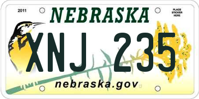 NE license plate XNJ235