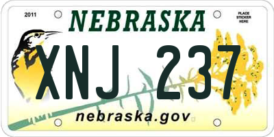 NE license plate XNJ237