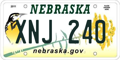NE license plate XNJ240