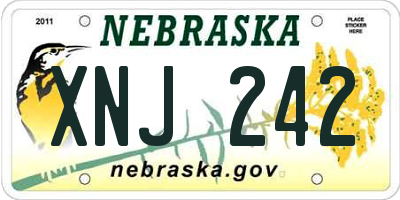NE license plate XNJ242
