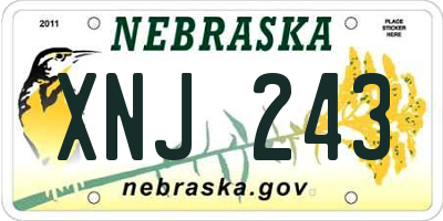 NE license plate XNJ243