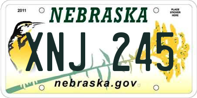 NE license plate XNJ245