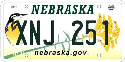 NE license plate XNJ251