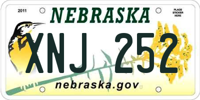 NE license plate XNJ252