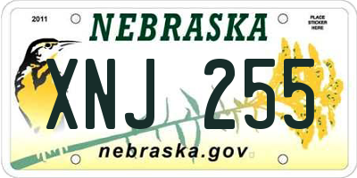 NE license plate XNJ255