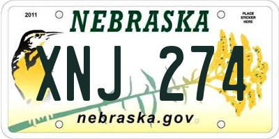 NE license plate XNJ274