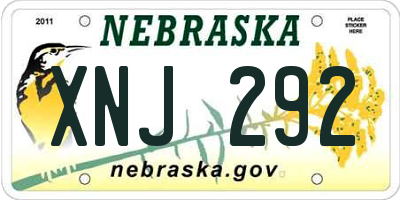 NE license plate XNJ292