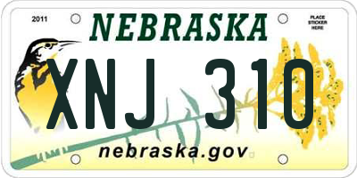 NE license plate XNJ310
