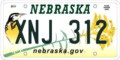 NE license plate XNJ312