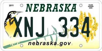 NE license plate XNJ334