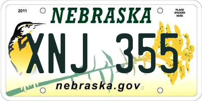 NE license plate XNJ355