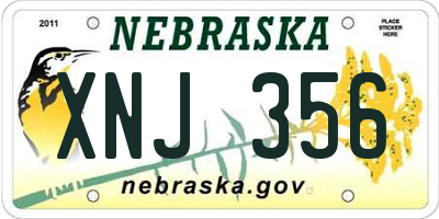 NE license plate XNJ356