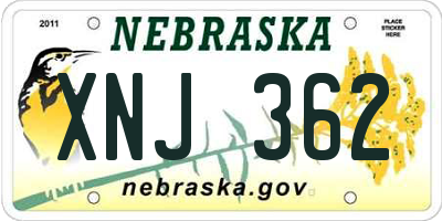 NE license plate XNJ362