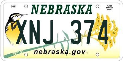 NE license plate XNJ374