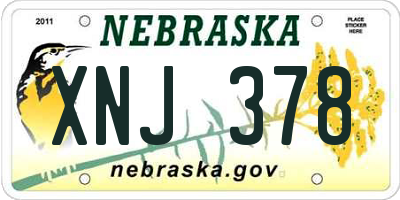 NE license plate XNJ378