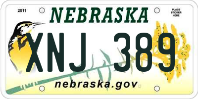 NE license plate XNJ389