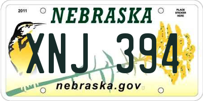 NE license plate XNJ394