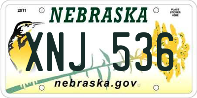 NE license plate XNJ536