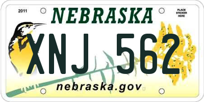 NE license plate XNJ562
