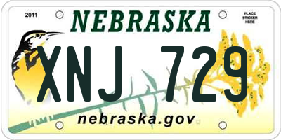 NE license plate XNJ729